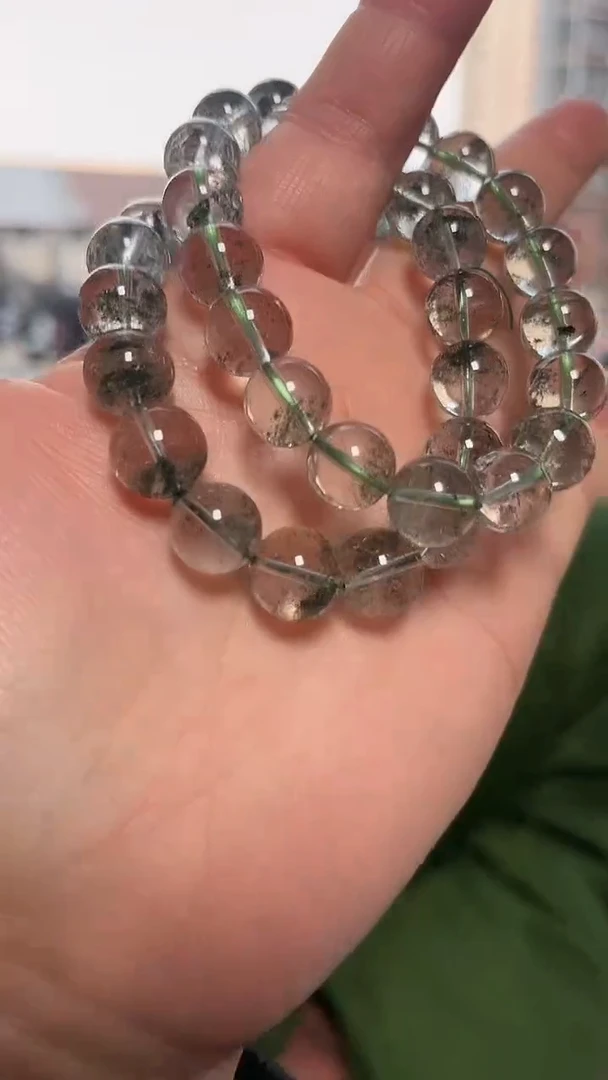 【闪购商品】绿水晶手链未镶嵌天然绿幽灵手串多样性发一11mm