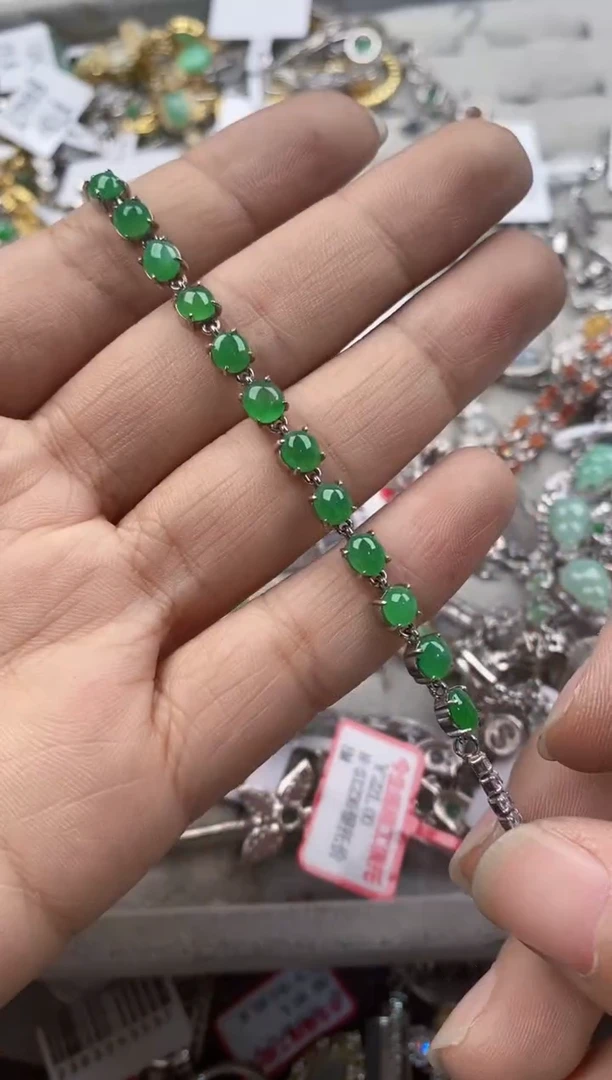 银S925镶嵌戒指翡翠444             6