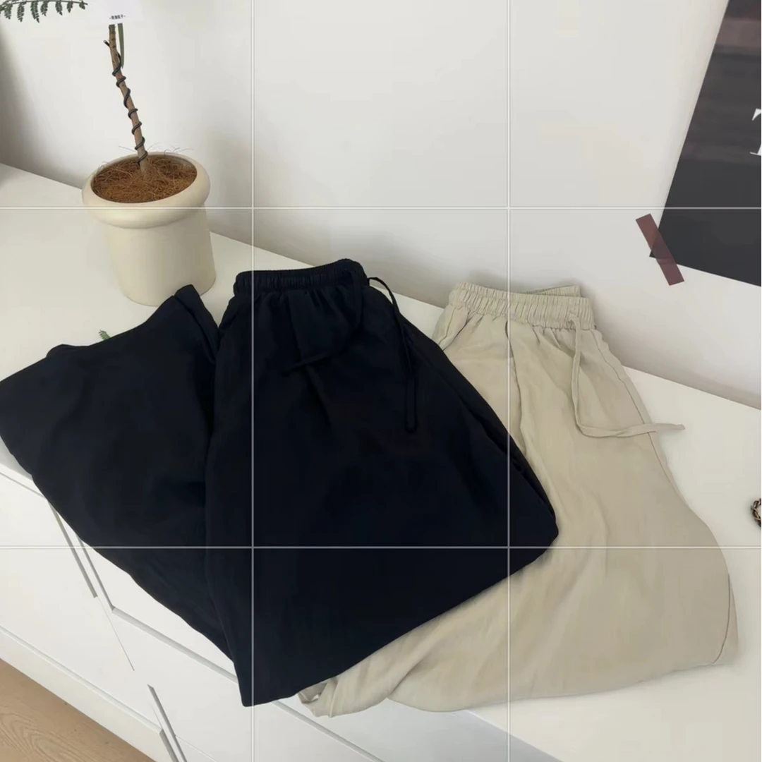 [哈尼家2]韩系百搭垂感夏日凉凉裤百搭阔腿休闲直筒裤女K56