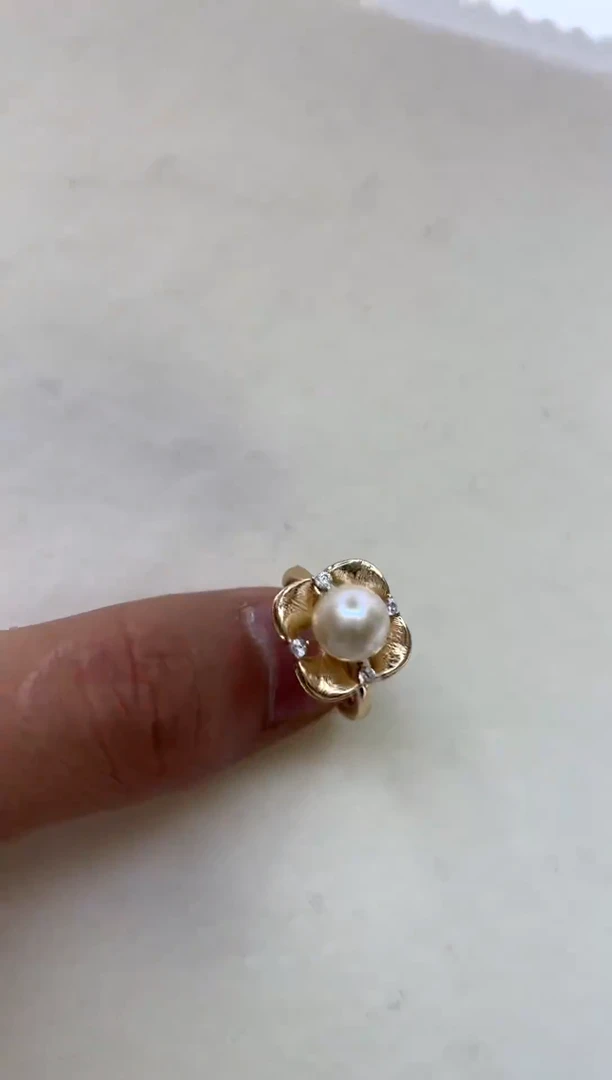 银S925镶嵌戒指海水珍珠8-9