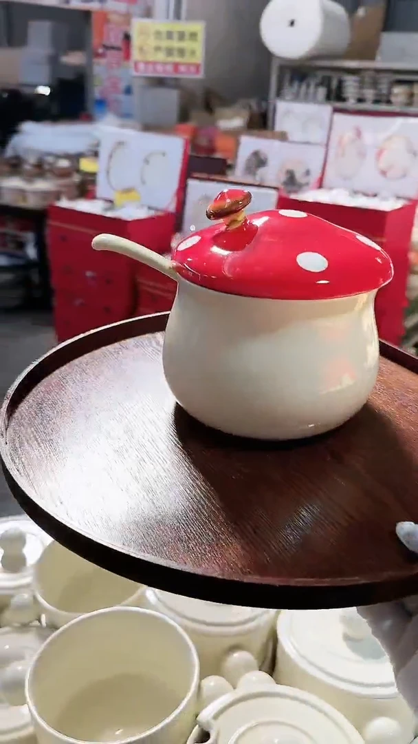 【闪购商品】瓷片2件套 大号罐和大勺子 微瑕