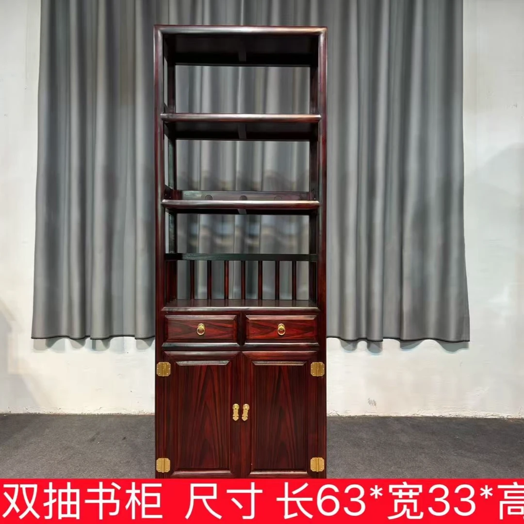 【直播专享】多功能红木黑酸枝博古架书柜三层书架兼置物架