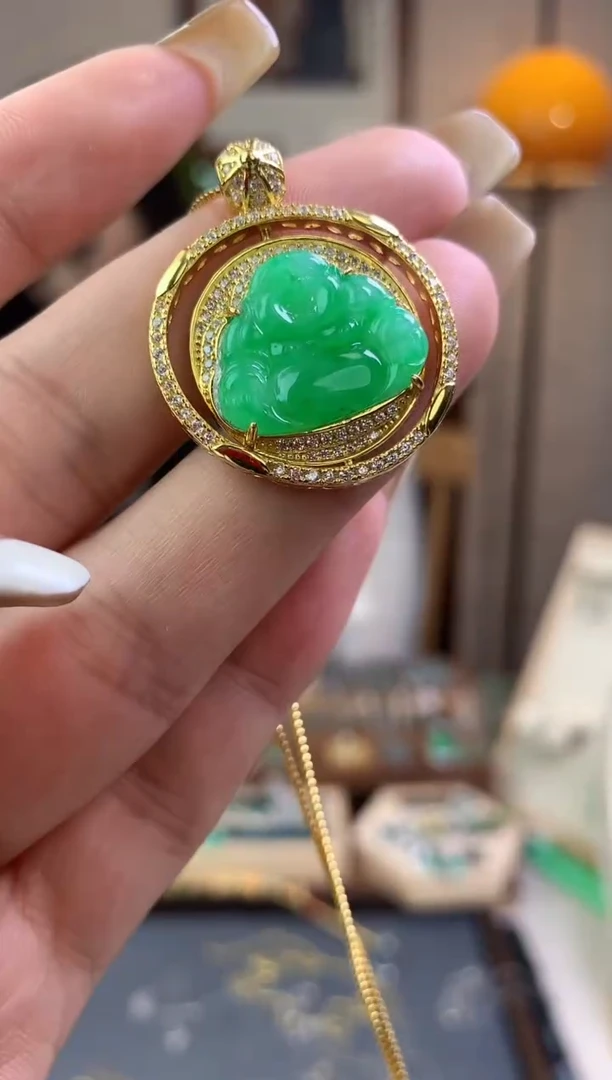 翡翠银S925镶嵌吊坠(不含链)【挽石珠宝】佛公