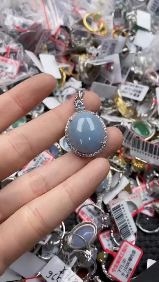 银S925镶嵌戒指翡翠555   9