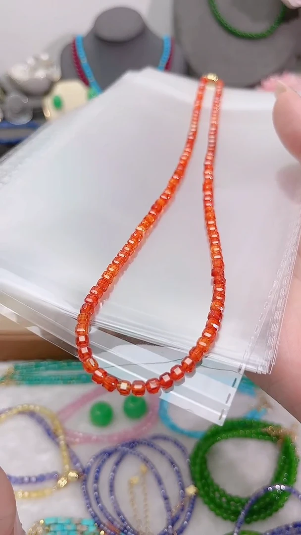 银S925镶嵌天然锆石项链橙苏联钻99