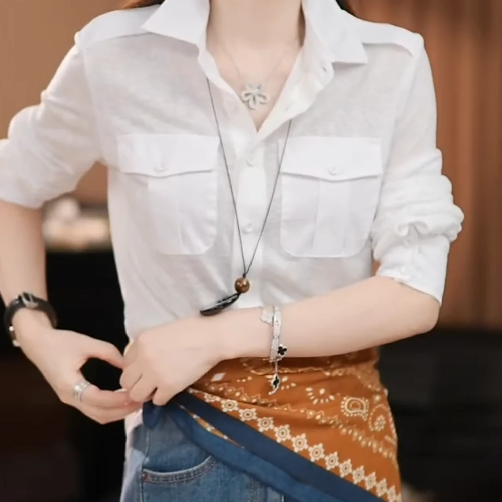 【不带领带围巾】百搭衬衫轻奢时尚休闲T恤C5785