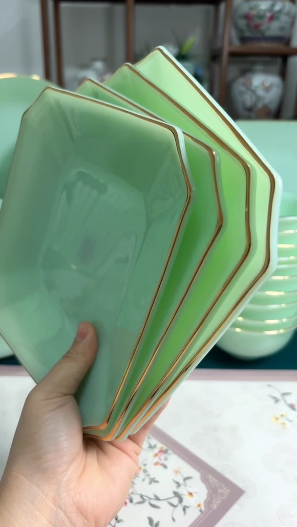 硬质细瓷7.5英寸玉瓷方盘4个【贝美】