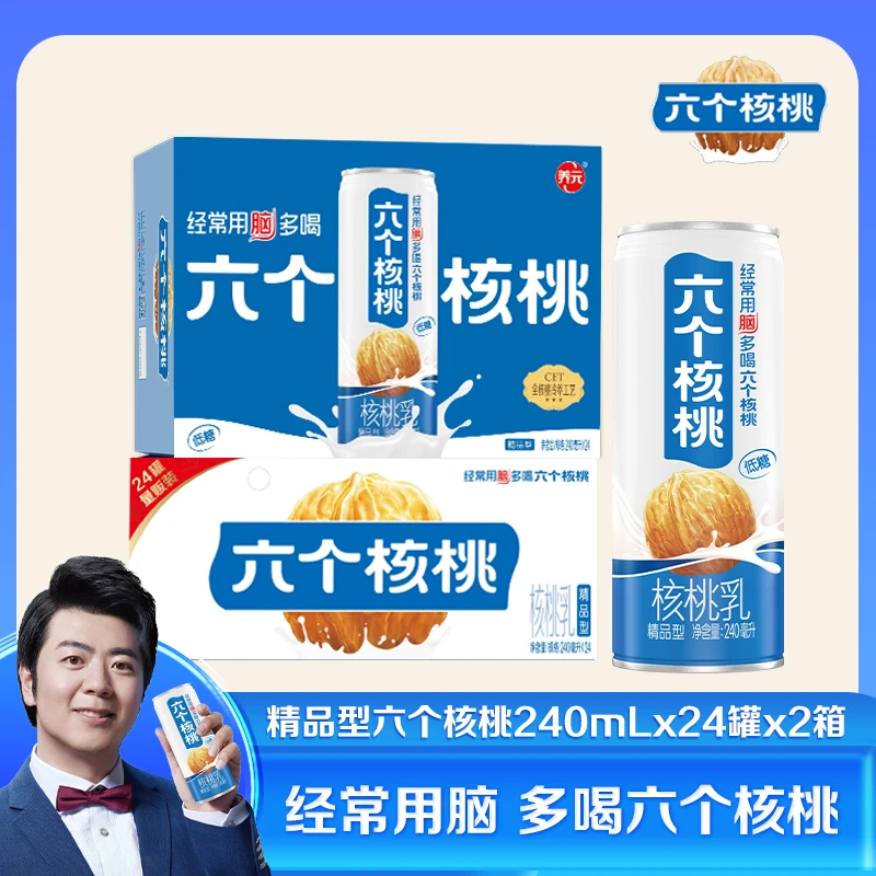 六个核桃 精品型240ml*24罐*2箱 核桃乳 植物蛋白饮料