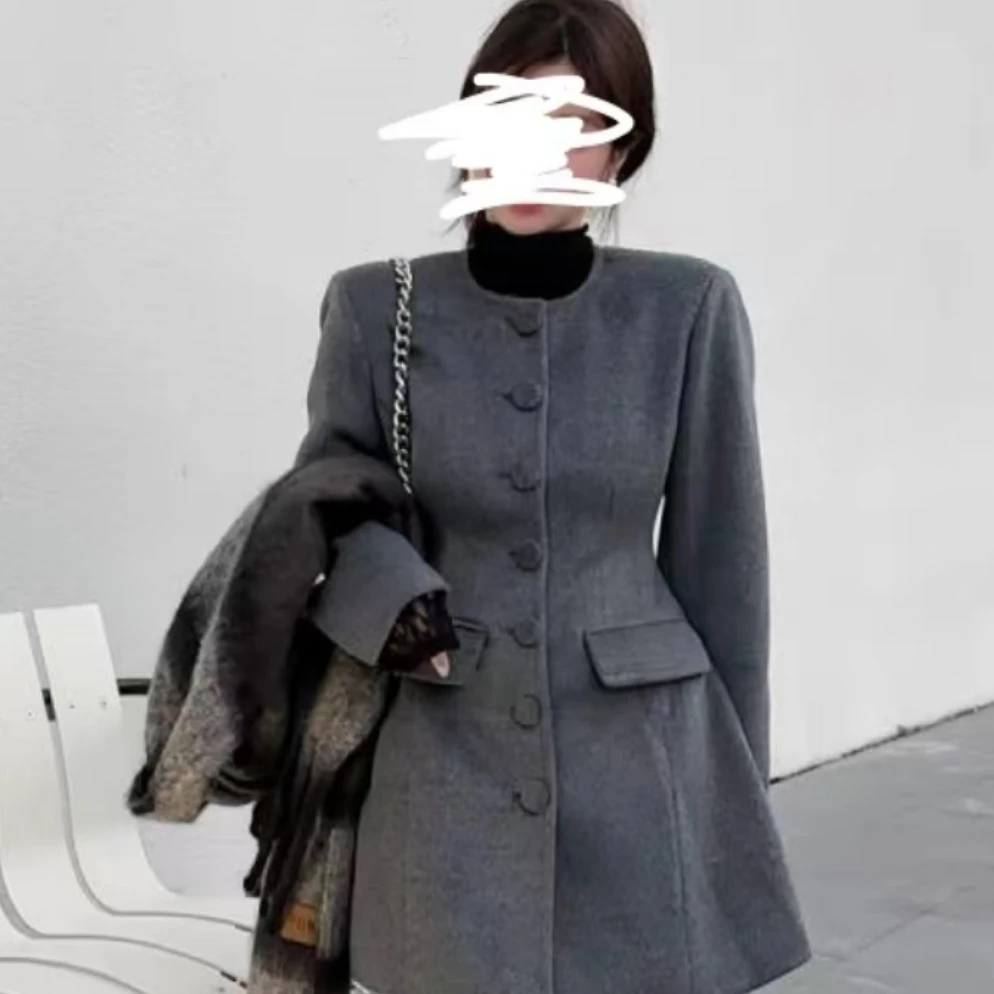 萌萌【沙漏腰收腰西服】外套+百褶半身裙两件套6215