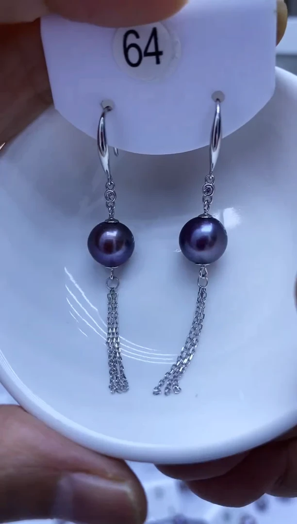 银S925镶嵌耳饰淡水珍珠64