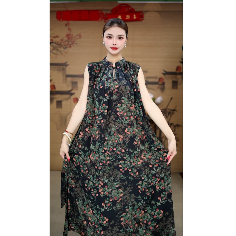 【大U 千娇百媚 】·女装碎花裙瘦连衣裙气质长裙无袖8912-53