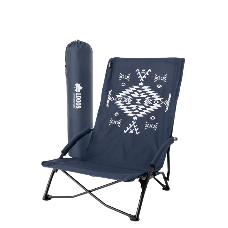 Logos户外露营折叠椅国王系列特别版图案篝火椅沙滩椅盘腿椅高背
