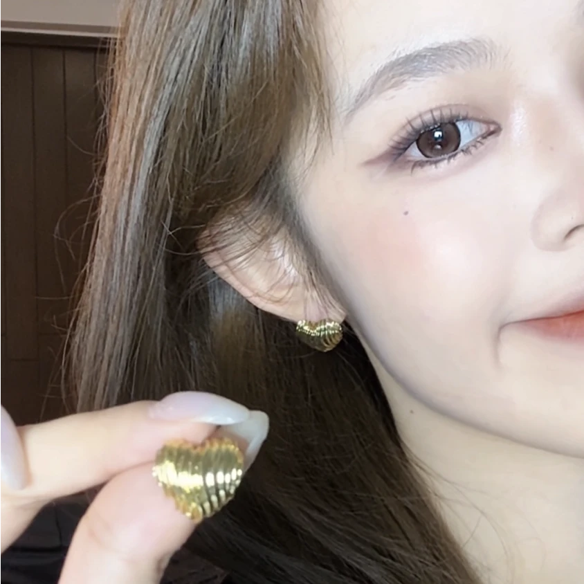 合金耳饰 ins小众设计感重工耳钉 韩国时尚金色系轻奢耳饰百搭