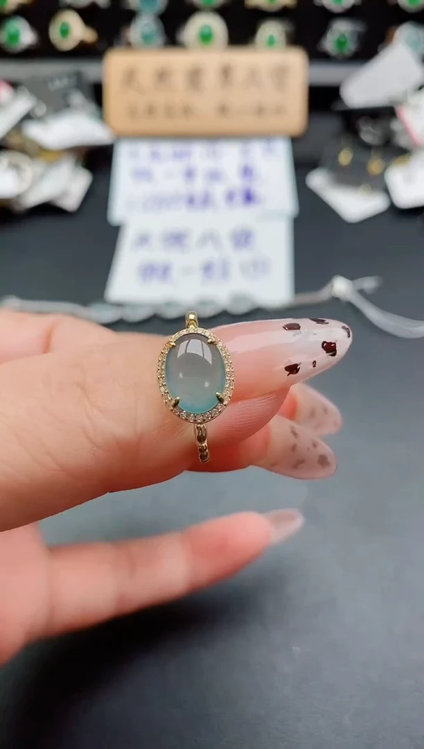 银S925镶嵌戒指翡翠1