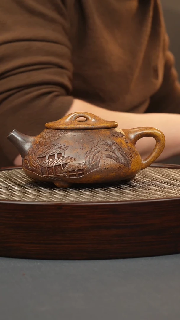 【闪购商品】紫砂茶壶龙骨金砂 景舟石瓢 山房