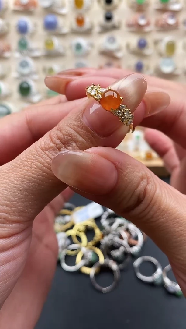 银S925镶嵌戒指翡翠缅甸天然A货翡翠1 9-3