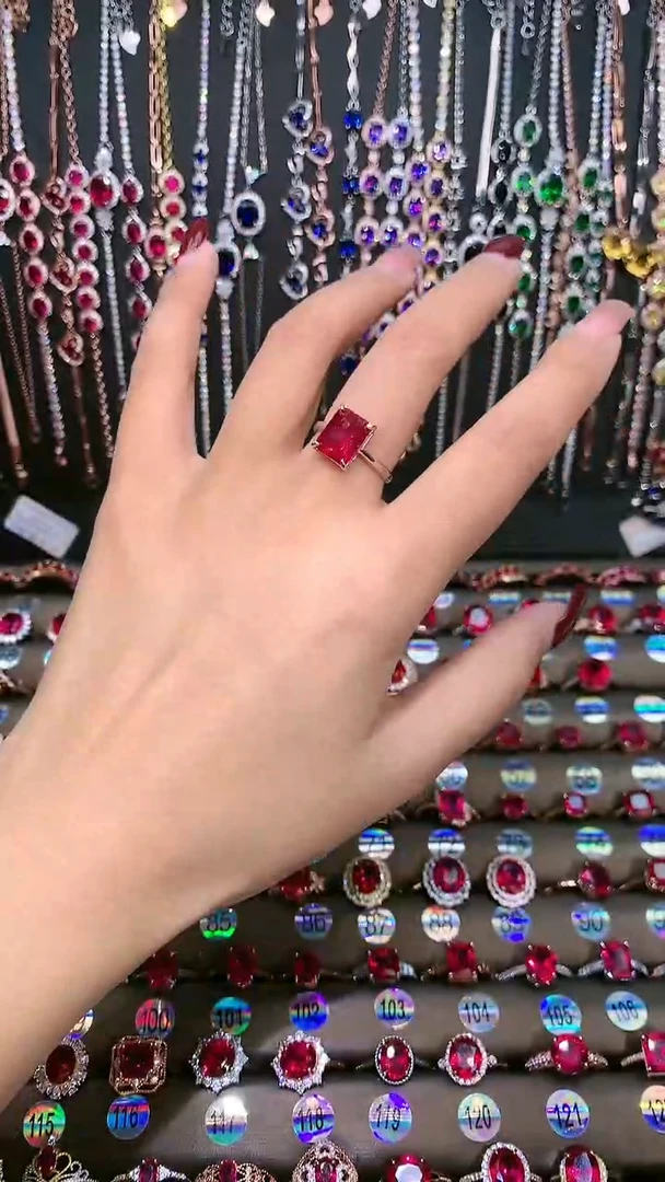 【闪购商品】红宝石戒指银S925镶嵌银色8.10