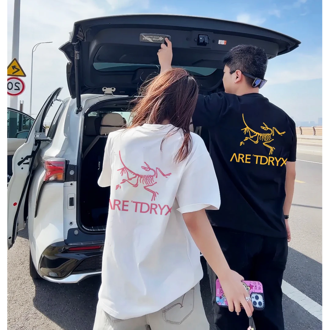 鸟家2025新款户外高级感情侣款体恤重磅纯棉宽松圆领大码短袖T恤