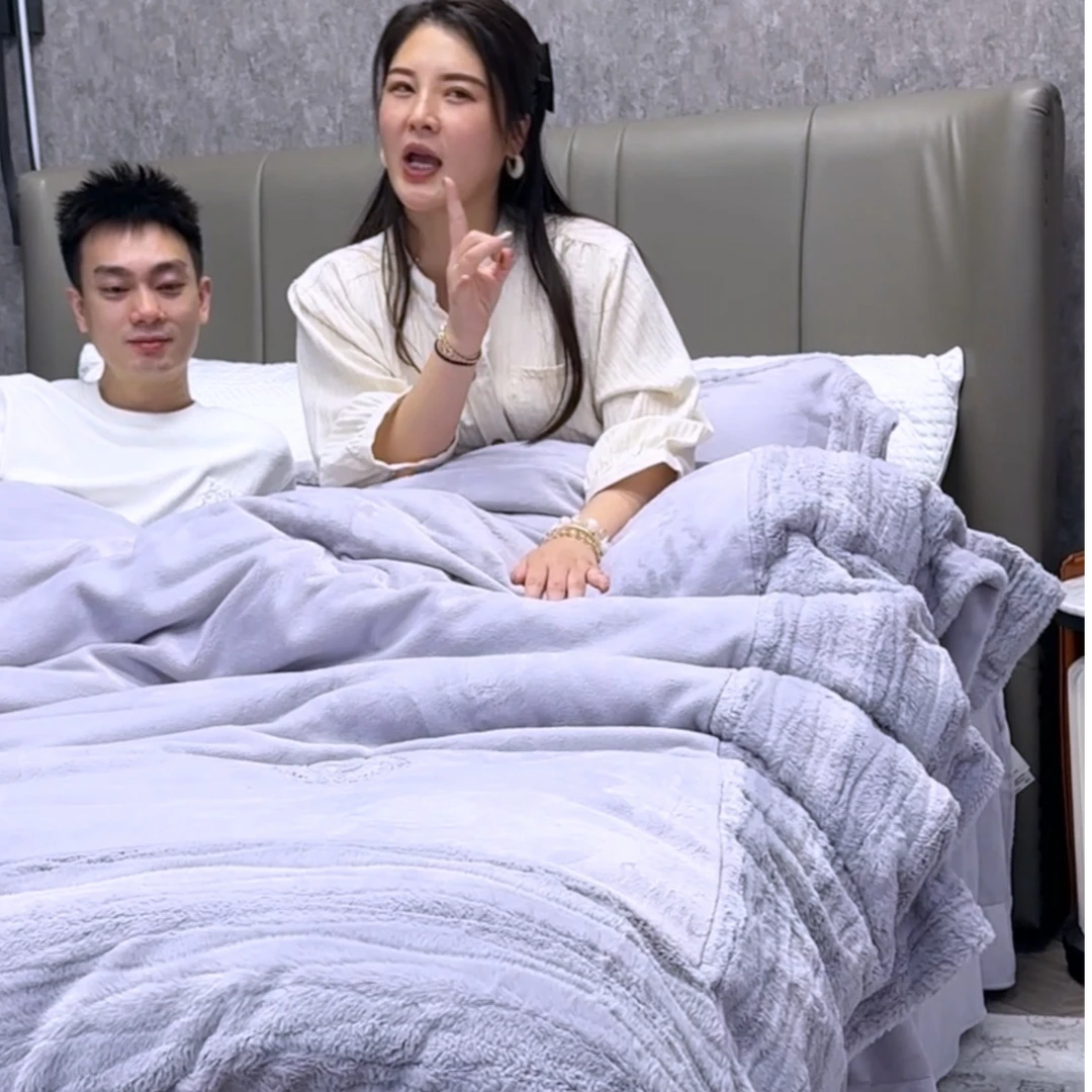 【王者绒耀赫本】云貂绒婴儿肌绵柔感刺绣绒四件套XR【12-15斤左右】
