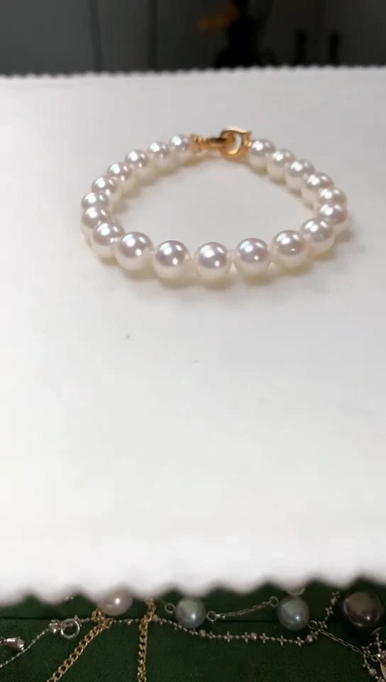 【闪购商品】海水珍珠手链18K金镶嵌落樱手链