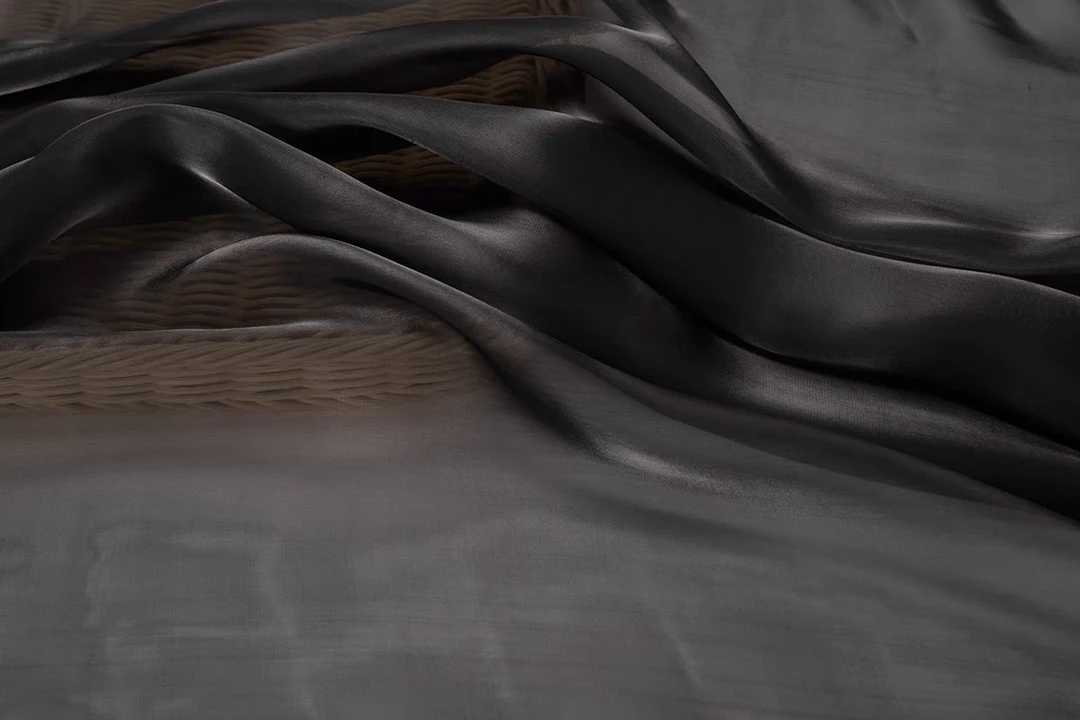 新款黑色流光缎布料可做衣服连衣裙宽1.5米长2米黑色布料