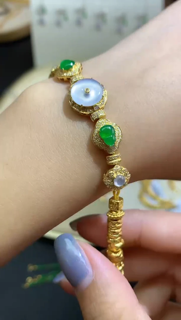 18K金镶嵌手链翡翠手链A323|19800