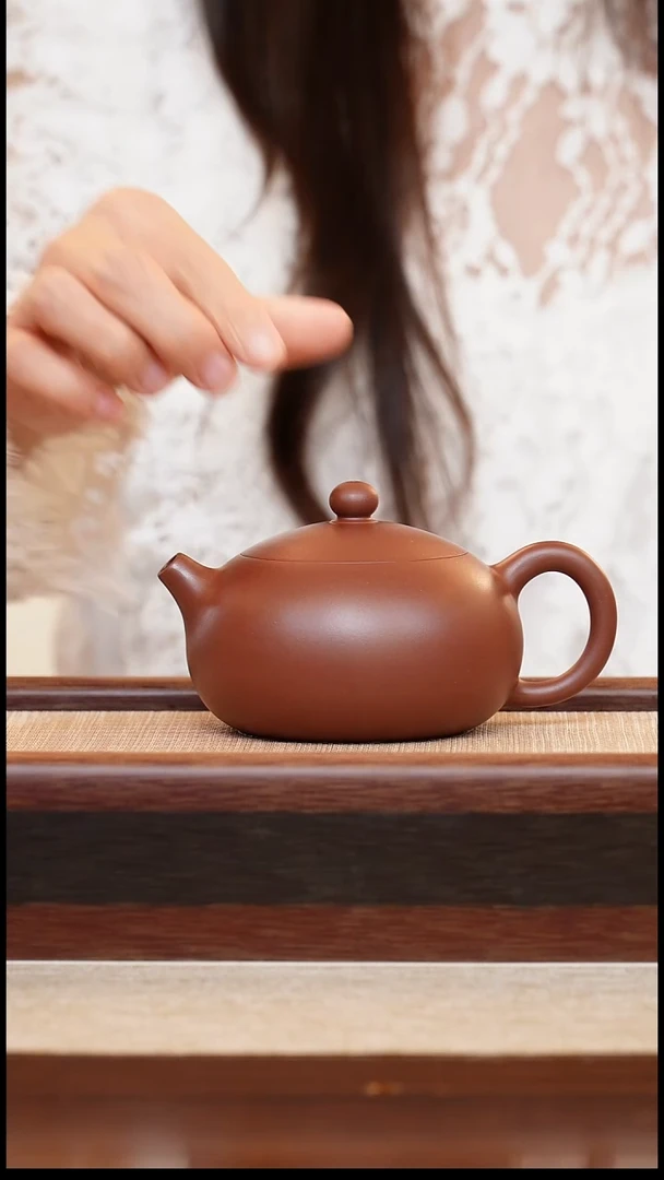 紫泥扁西施240cc宜兴手工紫砂壶