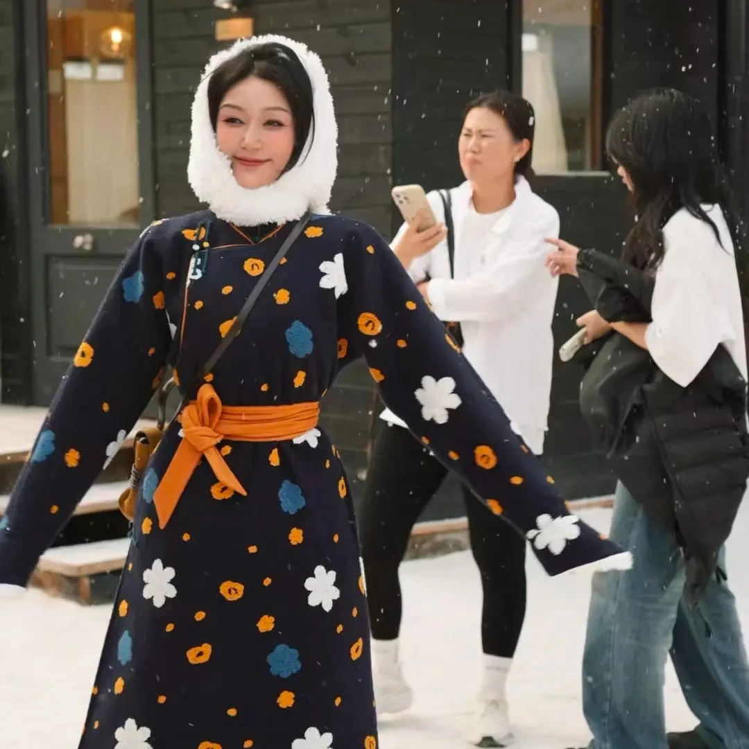 【蒙古丽人】【民族原创】可爱立体提花加棉卡通袍子