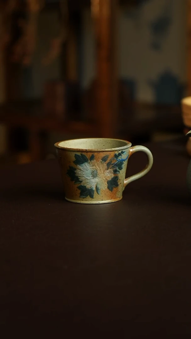 茶杯紫砂62号  李建军老师柴烧牡丹花把杯