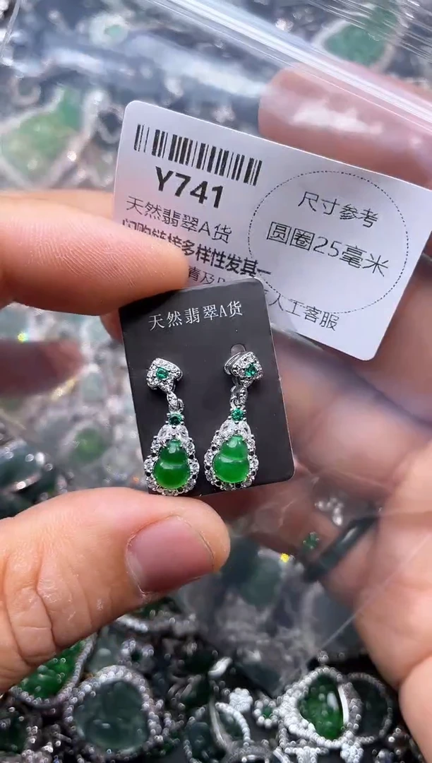 【闪购商品】翡翠颈饰未镶嵌Y741耳钉