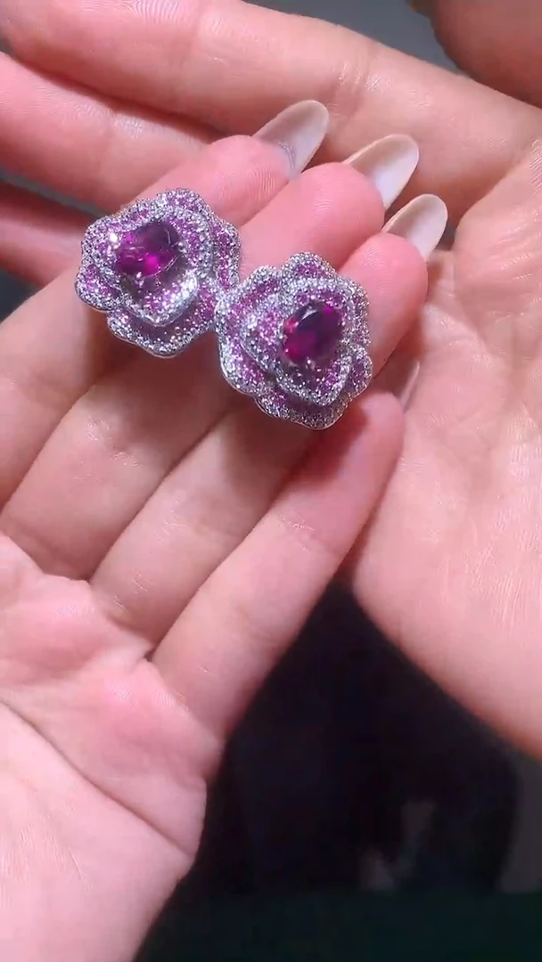 银S925镶嵌耳饰石榴石【宝石世家严选】