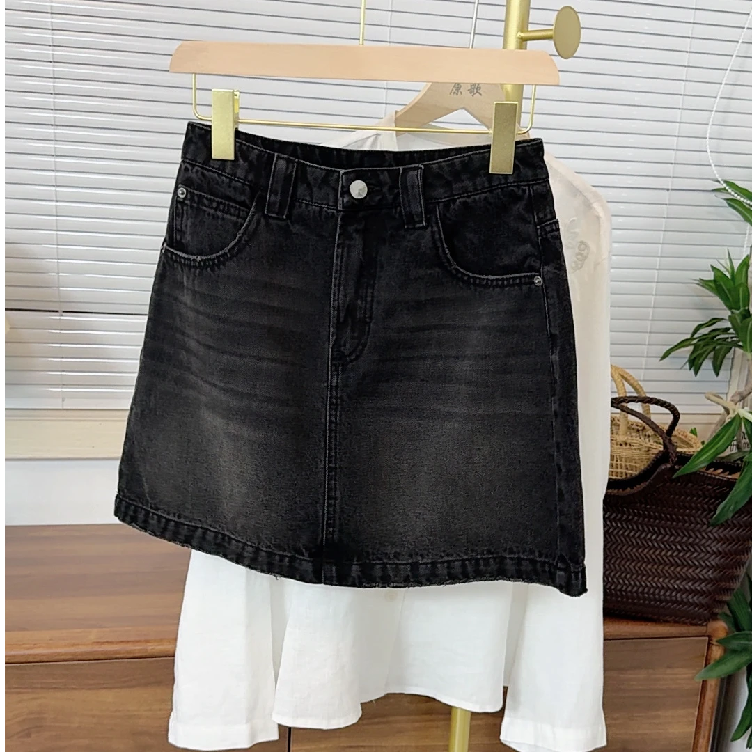 【原歌2】夏季新款全棉高腰百搭显瘦牛仔短裙女YG630