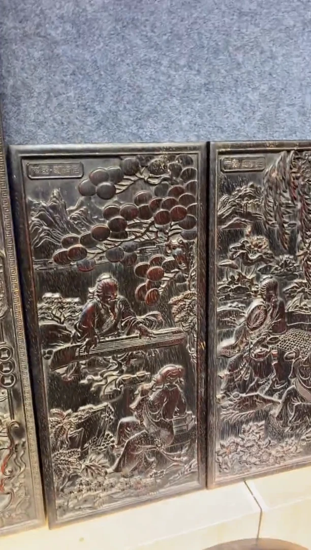 香榧木紫檀拆件雕刻板以直播间实物为准微瑕老物件