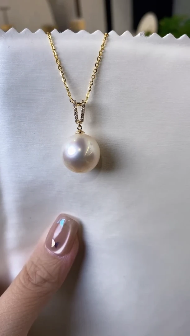 【闪购商品】海水珍珠吊坠(赠链)18K金镶嵌14-15海水珍珠吊坠