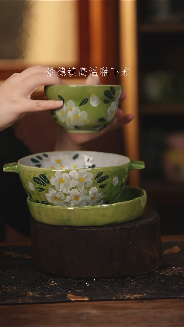 陶瓷景德镇高温釉下手绘陶瓷