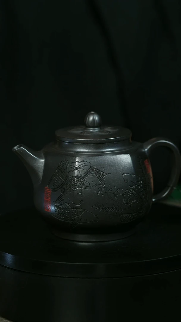 茶壶紫砂志*H2191李小琴鲤鱼六方宫灯