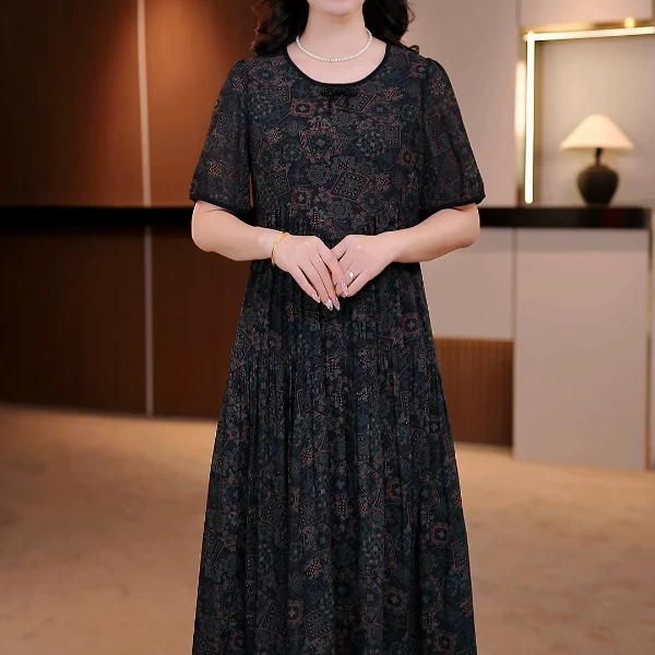 夏季新款大码女装连衣裙遮肉显瘦收腰连衣裙【Y1】SXE-25-3262