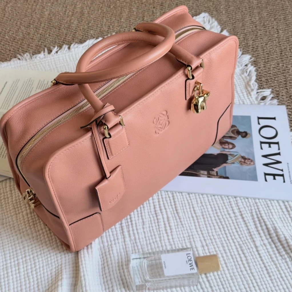 99新 LOEWE/罗意威 LOEWE Amazona粉橘色手提包