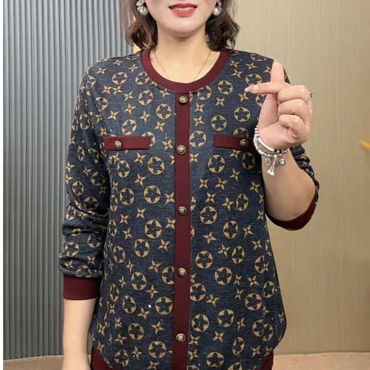 秋季妈妈装时尚潮牌长袖衬衫中老年女装秋款潮牌风小香风长袖