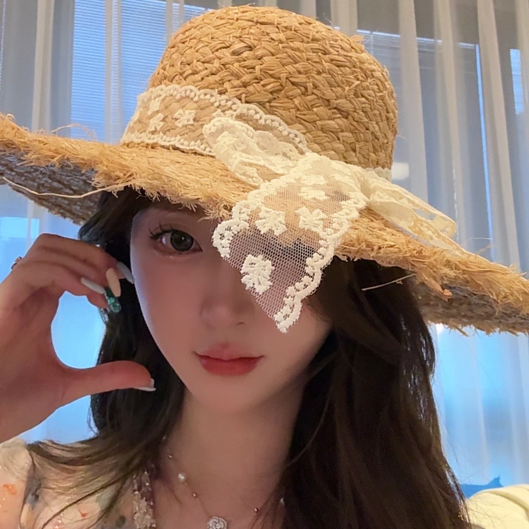 草帽女夏大檐蝴蝶结海边出游沙滩度假遮阳防晒帽XS40878