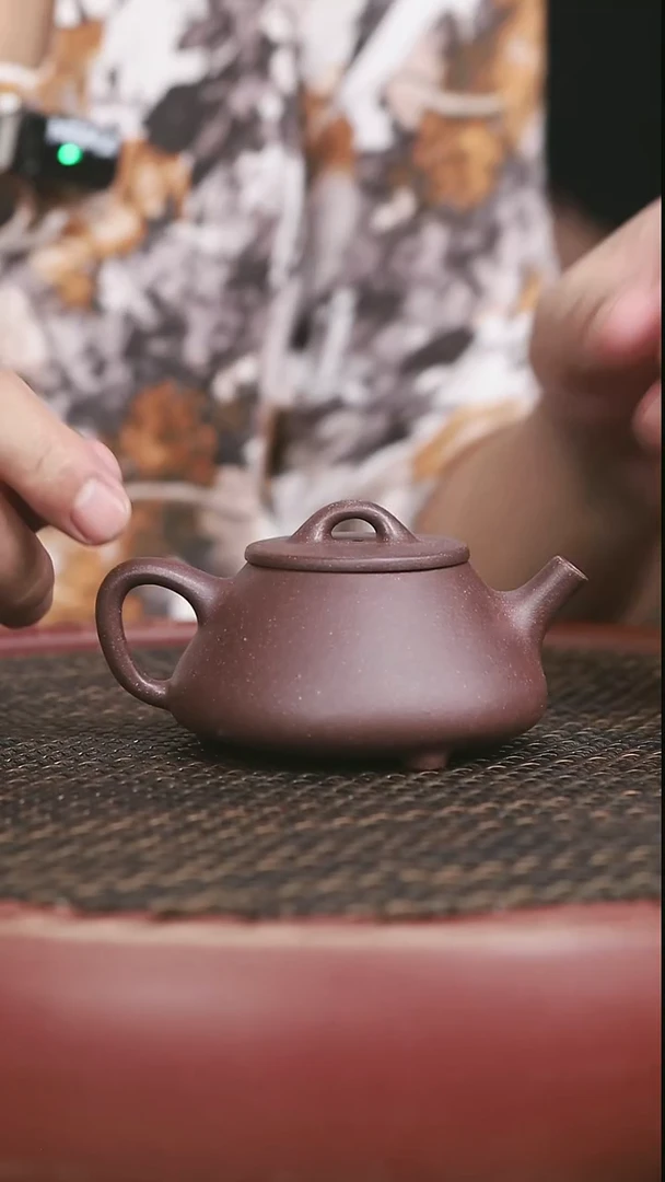 茶壶紫砂高砂老紫泥平盖石瓢150CC