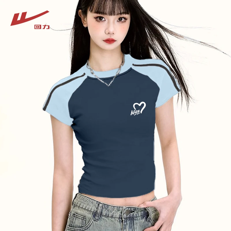 Warrior/回力美式复古撞色短袖T恤2025新款夏季设计感洋气衣服女
