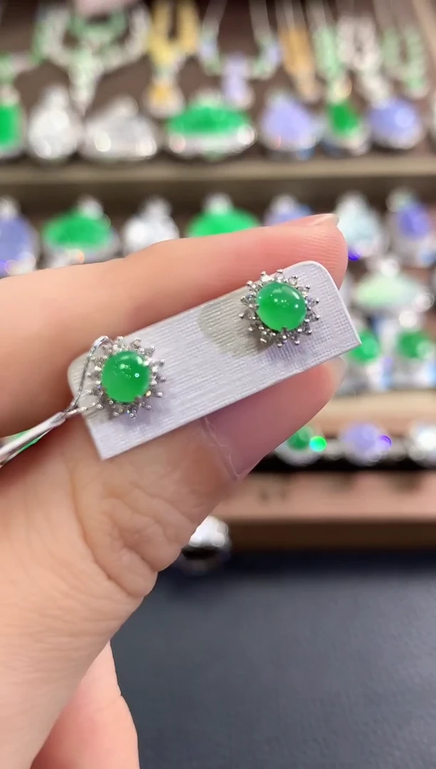 18K金镶嵌翡翠耳饰b22多样性一件发货