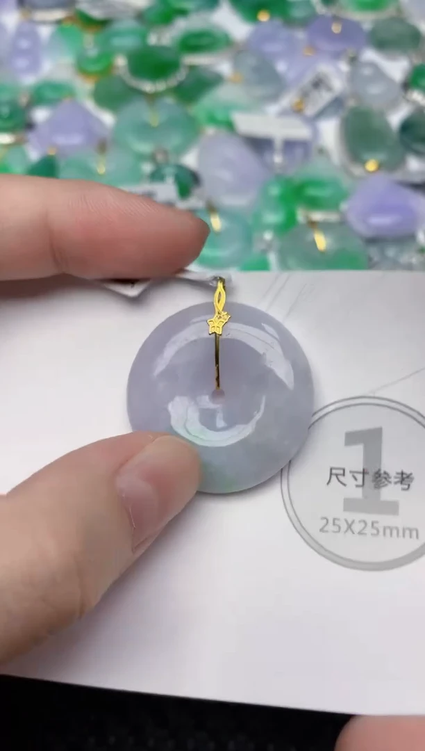 颈饰18K金镶嵌翡翠天然缅甸翡翠a货百元以上9元证书费自理