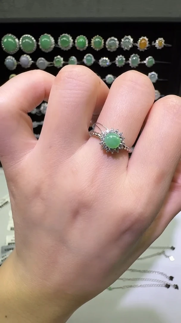 银S925镶嵌戒指翡翠戒指14