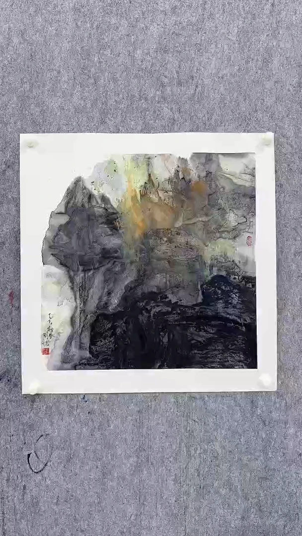 国画周悦4平尺精品山水带证书