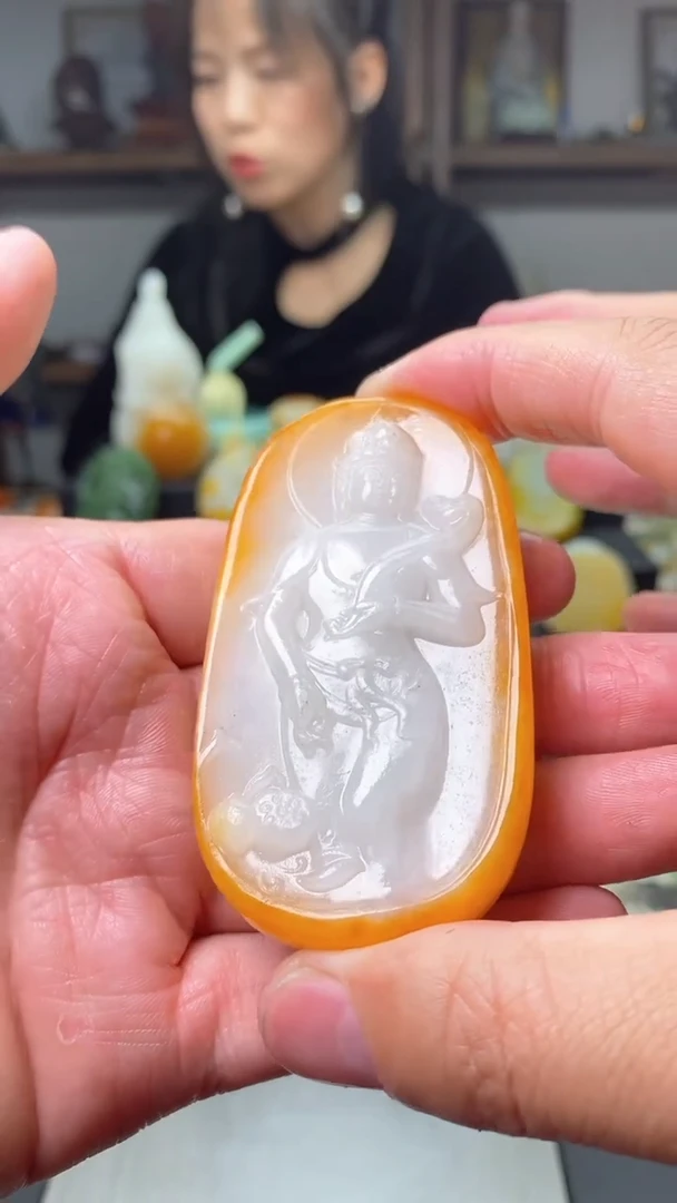 和田玉未镶嵌挂件如意观音