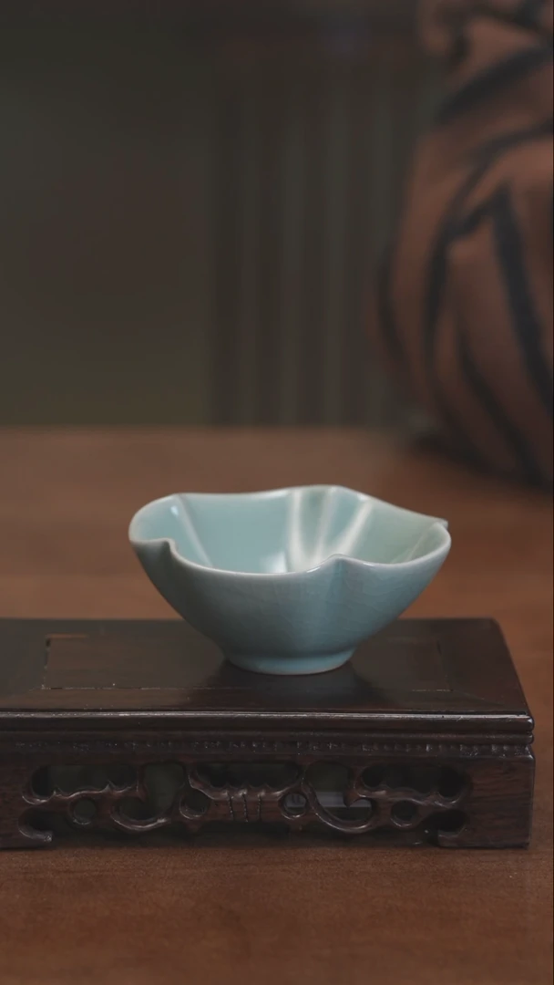 【闪购商品】YY宝丰宋官窑汝瓷仿古釉海棠杯