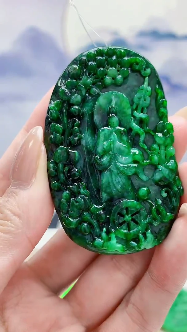 未镶嵌定制翡翠4688MM-毛货挂件148