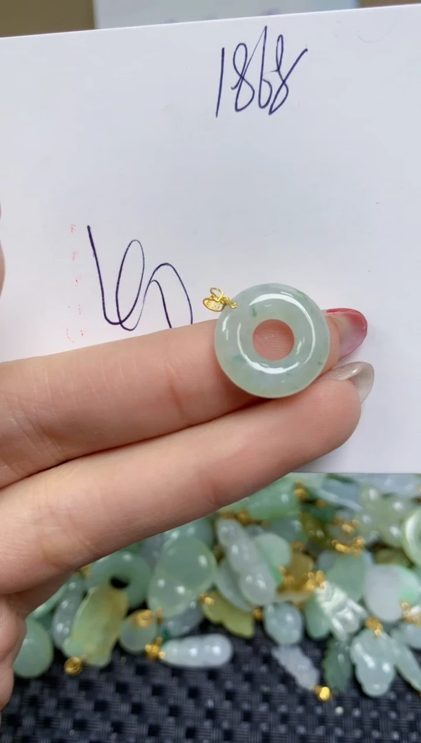 【闪购商品】翡翠颈饰18K金镶嵌天然缅甸A货翡翠